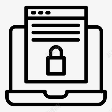 加密数据笔记本电脑锁图标