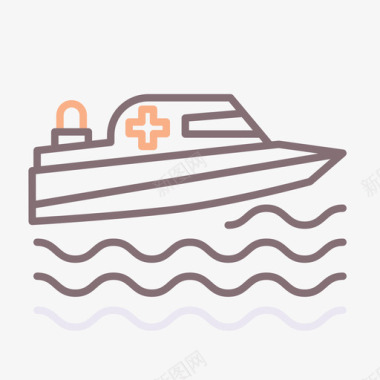 救生艇水上运动3线性颜色图标