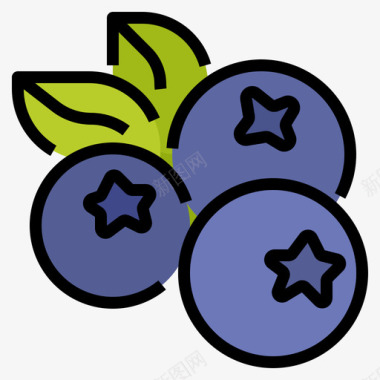 蓝莓水果32线形颜色图标