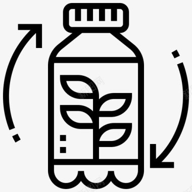 瓶子回收绿色植物图标