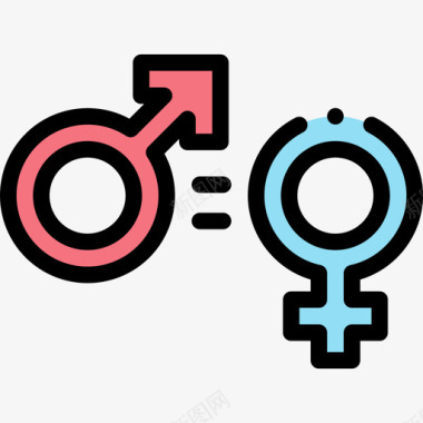 性别平等女权主义36线性色彩图标