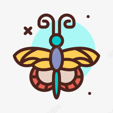 蝴蝶昆虫5线状颜色图标