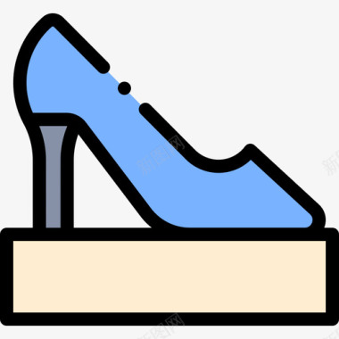 高跟鞋42号奢侈品店线性颜色图标