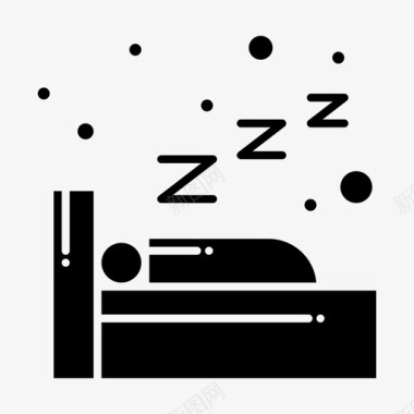 夜睡公共标志实心雕文图标