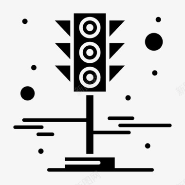 信号灯交通灯城市元素实体字形图标