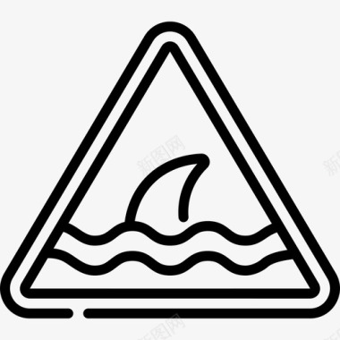 鲨鱼警报和警告3线性图标
