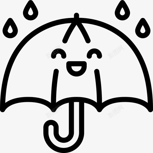 伞可爱的天气2直线型svg_新图网 https://ixintu.com 伞可 爱的 天气 直线 线型