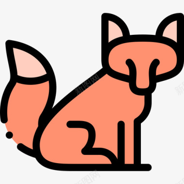 狐狸动物和自然公园1线性颜色图标