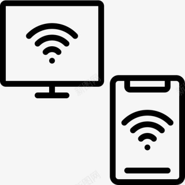 电脑pc和智能手机wifi热点互联网图标