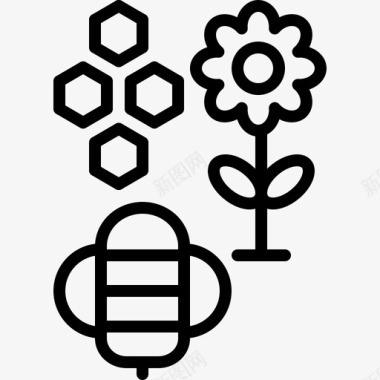 蜜蜂和花农业蜂巢图标