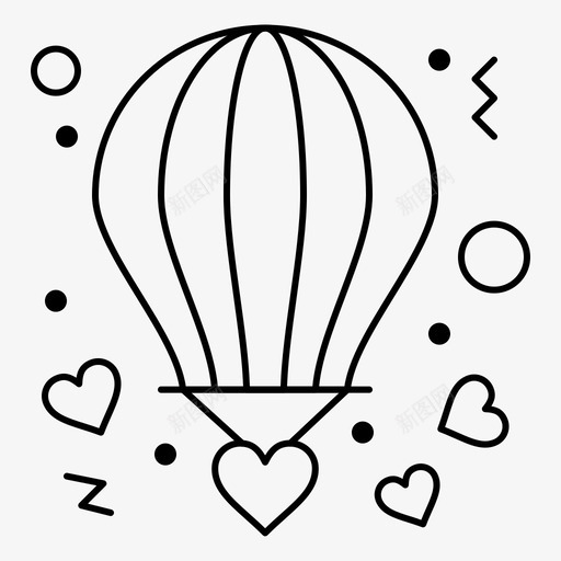 热气球爱情情人节svg_新图网 https://ixintu.com 热气球 情人节 爱情 细线