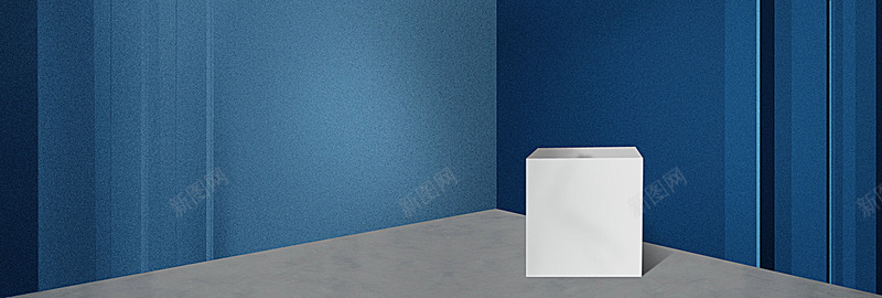 男装女装空间立体三维角落蓝色磨砂底纹质感海报ban背景