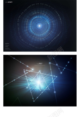 科技感城市炫光无限空间感放射线条粒子海报PSD分层背景