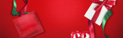 蝴蝶结海报新年丝带礼物蝴蝶结红色大气简约护肤品海报底纹白色亮高清图片