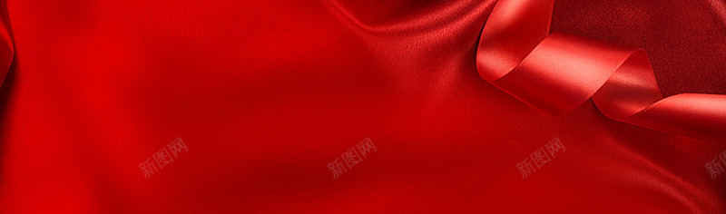 红色质感绸布丝带喜庆天猫活动海报banner纹理图背景