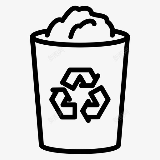可回收废物绿色能源回收svg_新图网 https://ixintu.com 可回收 回收 图标 垃圾桶 废物 废物利用 线图 绿色 能源