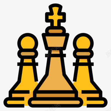 国际象棋团队合作107线颜色图标