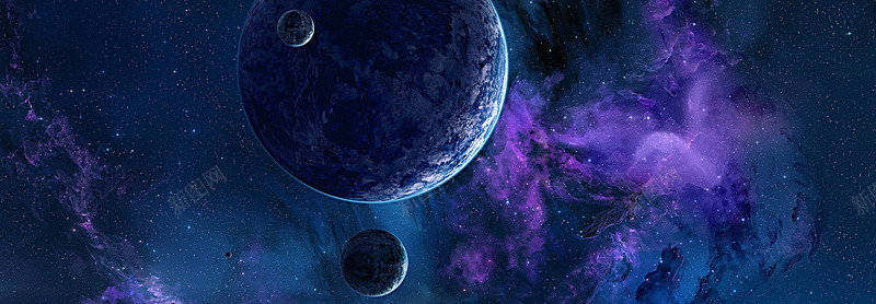 蓝色地球宇宙科幻酷炫质感游戏星空星际海报banne背景