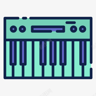 键盘乐器18线型彩色图标