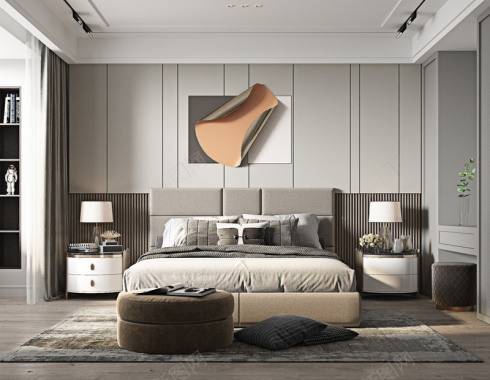新提醒现代卧室床头床头凳床头柜衣柜台灯室内设计拓者背景