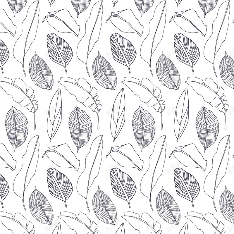 热带植物手绘图案纹样jpg设计背景_新图网 https://ixintu.com 热带 植物 手绘 图案 纹样
