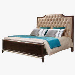 美式大床美式实木床轻奢简约真皮公主床主卧18米奢华大床真皮高清图片