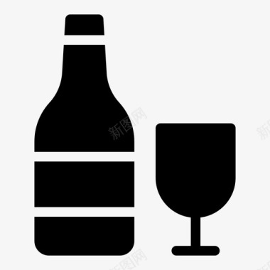 酒瓶玻璃酒饮料图标
