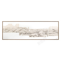 现代山水画现代中式宣纸手绘山水画客厅横幅大气沙发墙装饰画卧室高清图片