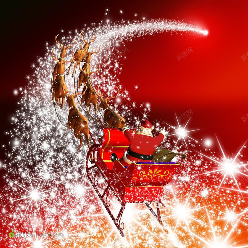 高清圣诞老人驾麋鹿车jpg设计背景_新图网 https://ixintu.com 高清 圣诞老人 麋鹿 车图 设计