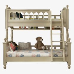 儿童床上下床全实木高低床组合床美式男女孩胡桃木子母素材