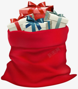 红袋子装满礼盒蝴蝶结免扣透明漂浮双十一双十二素材