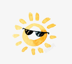 可爱手绘发光的太阳日月星辰烈日表情卡通可爱天气阳光素材