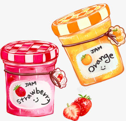 草莓橙子布丁酸奶饮品拼贴素材