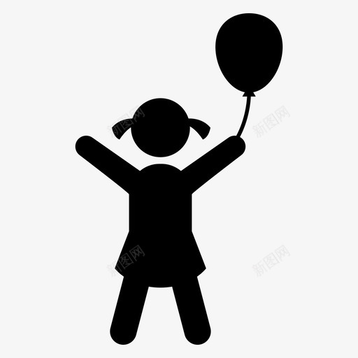 有气球的孩子孩子女孩svg_新图网 https://ixintu.com 孩子 气球 女孩