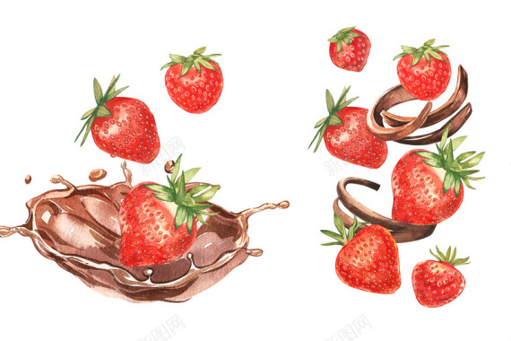 淡彩食物草莓花田背景