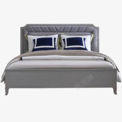 美式大床美式轻奢实木床白蜡木18米双人大床主卧现代简约软包高清图片