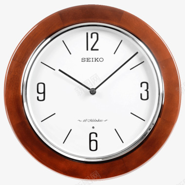 SEIKO日本精工时钟12英寸经典实木光控音乐整点图标