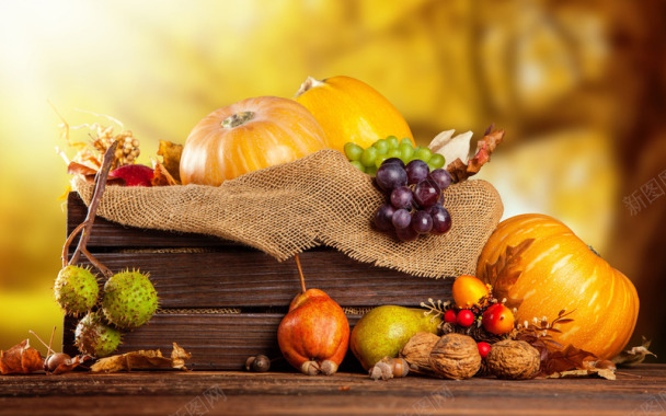 秋天丰收的蔬菜水果壁纸桌面高清背景