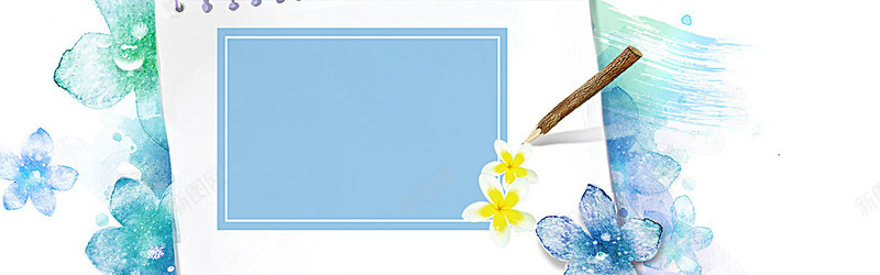 蓝色笔刷手绘油漆花瓣淘宝天猫店招横幅条幅banne背景