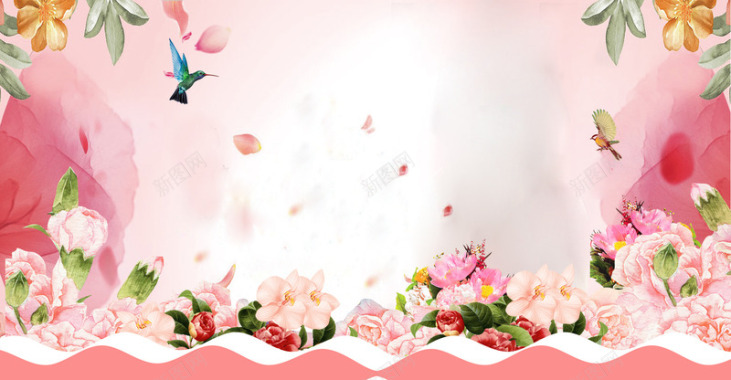 粉色花卉主图banner背景
