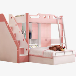 儿童房家具组合套装上下床女孩公主床书桌衣柜床一体多素材