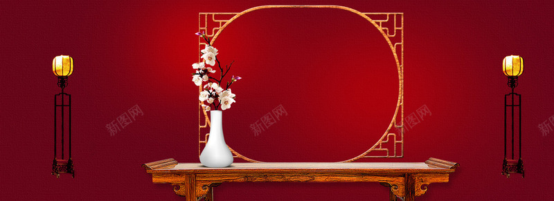 灯台花瓶花中式边框中式家具中国风中式中式中式海报图背景