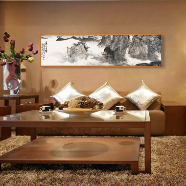 新中式客厅水墨国画装饰画餐厅卧室玄关沙发墙挂画墙画背景