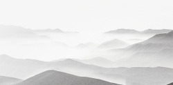 中国风水墨山水晕染远山风景山峰国画山水画黑白色雾气素材