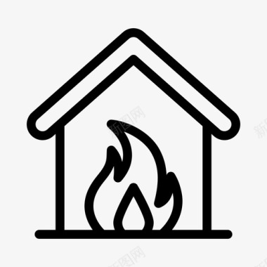 房屋火灾建筑物烧毁图标