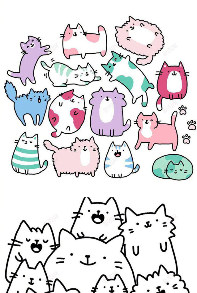 每日手绘上百个可爱猫咪的手绘表现形式如何绘制可爱的jpg设计背景_新图网 https://ixintu.com 手绘 可爱 每日 百个 猫咪 表现形式 如何 绘制 爱的
