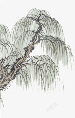 361中国古风水墨柳树柳枝透明后期美化装饰设计361高清图片