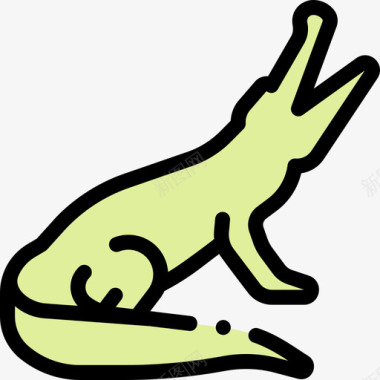 鳄鱼野生动物46线形颜色图标