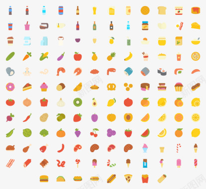 食物图标饮料早餐肉糖果水果海鲜快餐蔬菜面包icon图标