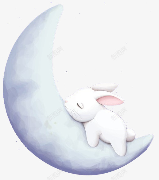 月亮白兔png免抠素材_新图网 https://ixintu.com 月亮 白兔